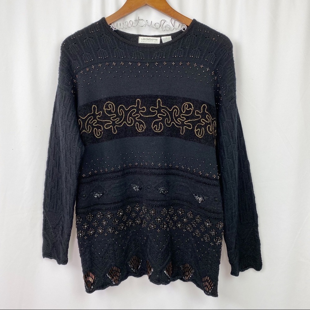 vintage LIZ CLAIBORNE art deco style sweater tunic [0396]